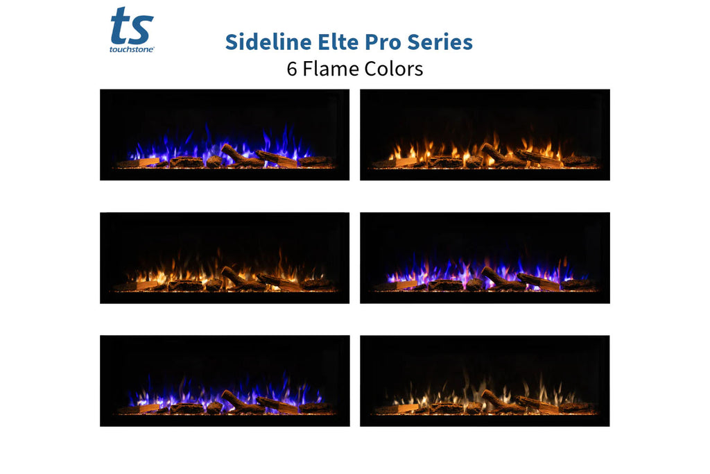 Touchstone Sideline Elite Pro 60 Smart Wall Mount Recessed Electric Fireplace | Linear Fireplace Insert 80058