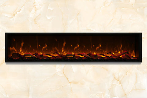 Image of Amantii Symmetry 100'' Built In Fully Recessed Flush Mount Linear Indoor & Outdoor Electric Fireplace | Extra Tall Deep | SYM-100-XT | Electric Fireplaces Depot