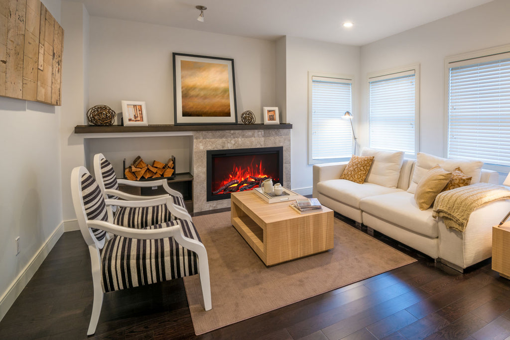 Amantii Traditional Series 33 Inch Built-In Indoor & Outdoor Electric Firebox Insert | Electric Fireplace Heater | TRD-33 | Electric Fireplaces Depot