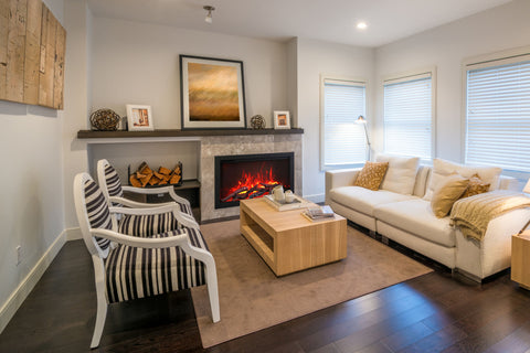 Image of Amantii Traditional Series 33 Inch Built-In Indoor & Outdoor Electric Firebox Insert | Electric Fireplace Heater | TRD-33 | Electric Fireplaces Depot