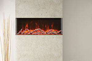 Amantii Tru View Extra Tall Deep 50-inch 3-Sided View Built In Indoor & Outdoor Electric Fireplace with Heater | 50-TRV-XT-XL | Electric Fireplaces Depot