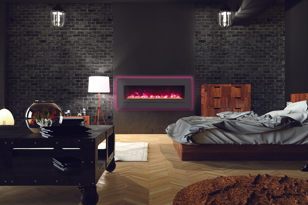 Sierra Flame 55 inch Wall Mount Linear Electric Fireplace - Heater - Electric Fireplaces Depot