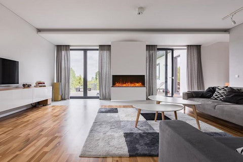 Image of Amantii Tru View Extra Tall Deep 60-inch 3-Sided View Built In Indoor & Outdoor Electric Fireplace with Heater | 60-TRV-XT-XL | Electric Fireplaces Depot