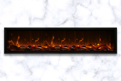 Image of Amantii Symmetry 88'' Built In Fully Recessed Flush Mount Linear Indoor & Outdoor Electric Fireplace | Extra Tall Deep | SYM-88-XT | Electric Fireplaces Depot