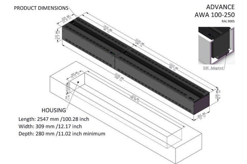 Image of Aquafire Water Vapor 40'' Built-In Electric Fireplace Insert | Water Mist Electric Fireplace | AWA-40-100 | Electric Fireplaces Depot