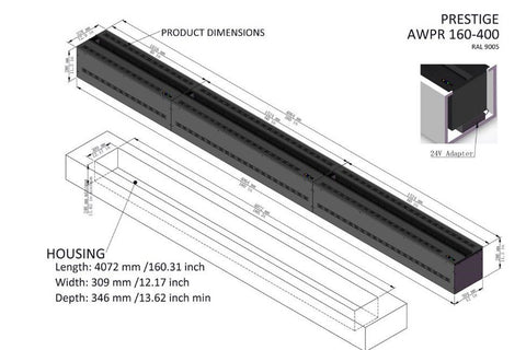 Image of AFireWater Prestige Pro Water Vapor 60'' Built-In Electric Fireplace Insert | Water Mist Electric Fireplace | AWPR-60-150 | Electric Fireplaces Depot