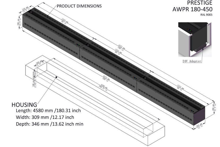 AFireWater Prestige Pro Water Vapor 20'' Built-In Electric Fireplace Insert | Water Mist Electric Fireplace | AWPR-20-50 | Electric Fireplaces Depot