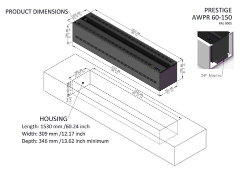 Image of AFireWater Prestige Pro Water Vapor 40'' Built-In Electric Fireplace Insert | Water Mist Electric Fireplace | AWPR-40-100 | Electric Fireplaces Depot