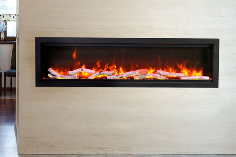 Image of Amantii Symmetry Bespoke 60-inch Wall Mount Recessed Linear Indoor & Outdoor Electric Fireplace | SYM-60 BESPOKE | Electric Fireplaces Depot