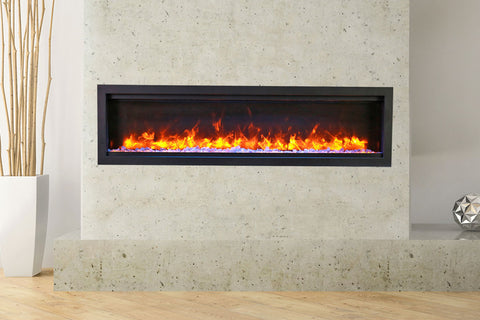 Image of Amantii Symmetry Bespoke 50-inch Wall Mount Recessed Linear Indoor & Outdoor Electric Fireplace | SYM-50 BESPOKE | Electric Fireplaces Depot