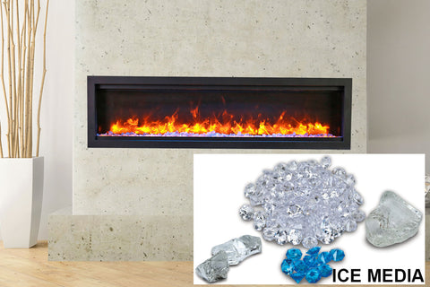 Image of Amantii Symmetry Bespoke 60-inch Wall Mount Recessed Linear Indoor & Outdoor Electric Fireplace | SYM-60 BESPOKE | Electric Fireplaces Depot