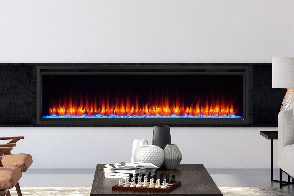 Hearth & Home SimpliFire Allusion Platinum 72 inch Wall Mount Recessed Linear Electric Fireplace Insert | SF-ALLP72-BK | Electric Fireplaces Depot