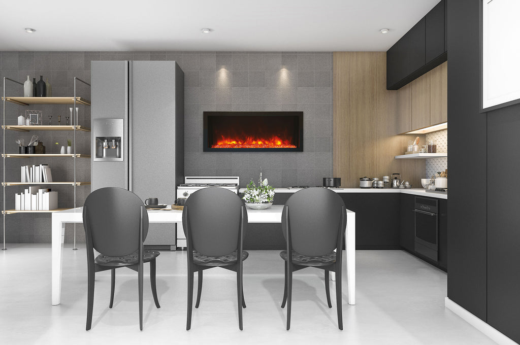 Amantii Panorama 30-in Extra Slim Built-in Indoor & Outdoor Electric Fireplace - Heater - BI-30XTRASLIM - Electric Fireplaces Depot