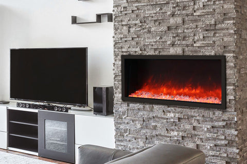 Image of Amantii Panorama 50 inch Slim Built-in Indoor & Outdoor Electric Fireplace - Heater - BI-50-SLIM-OD - Electric Fireplaces Depot