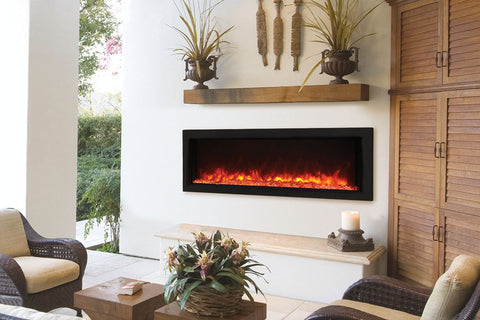 Image of Amantii Panorama 60-in Extra Slim Built-in Indoor Outdoor Electric Fireplace - Heater - BI-60XTRASLIM