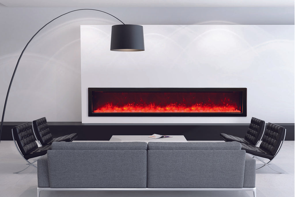 Amantii Panorama 88 inch Slim Built-in Indoor & Outdoor Electric Fireplace - Heater - BI-88-SLIM-OD - Electric Fireplaces Depot