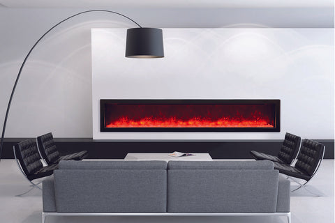 Image of Amantii Panorama 88 inch Slim Built-in Indoor & Outdoor Electric Fireplace - Heater - BI-88-SLIM-OD - Electric Fireplaces Depot