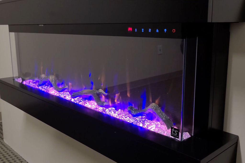 Touchstone Chesmont 50" Wall Mount 3-sided Electric Fireplace in Black | 80034 | Electric Fireplaces Depot