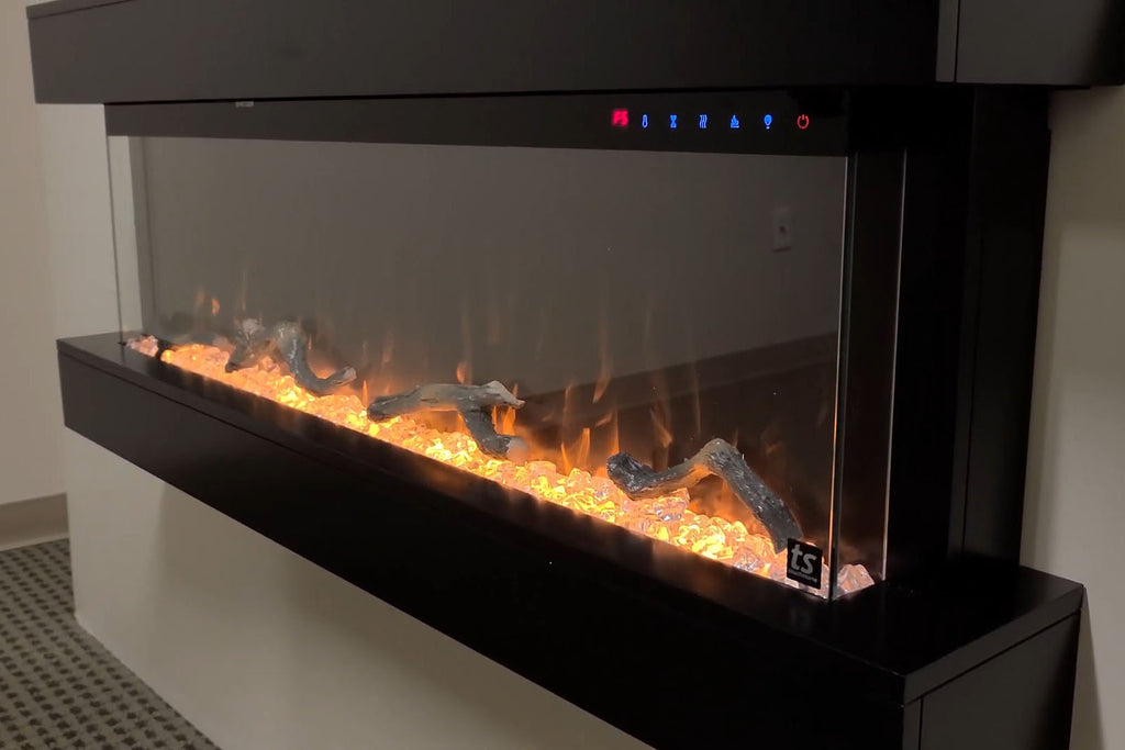 Touchstone Chesmont 50" Wall Mount 3-sided Electric Fireplace in Black | 80034 | Electric Fireplaces Depot