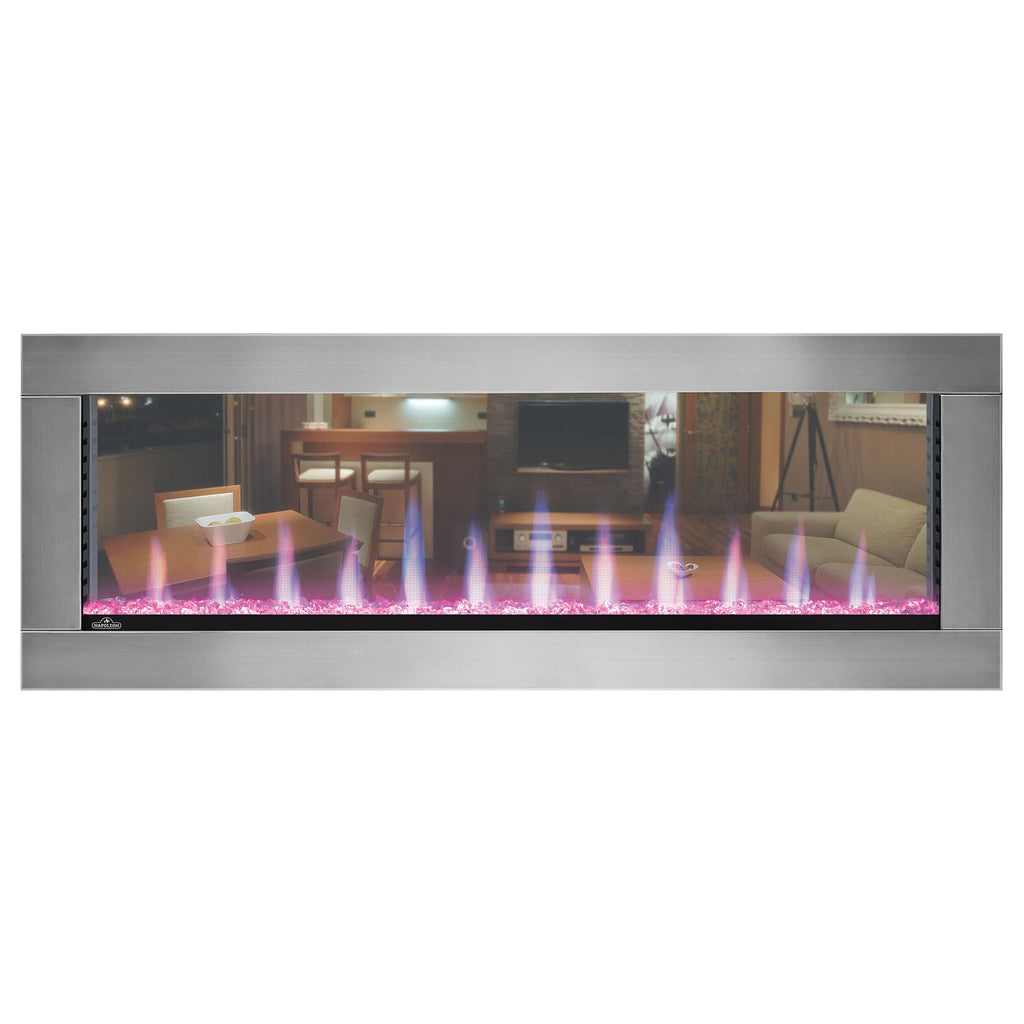 Napoleon Clearion Elite 50 in See Through Built in Electric Fireplace Stainless Steel - NEFBD50HE- NEFBD50HE-SS-TRIM