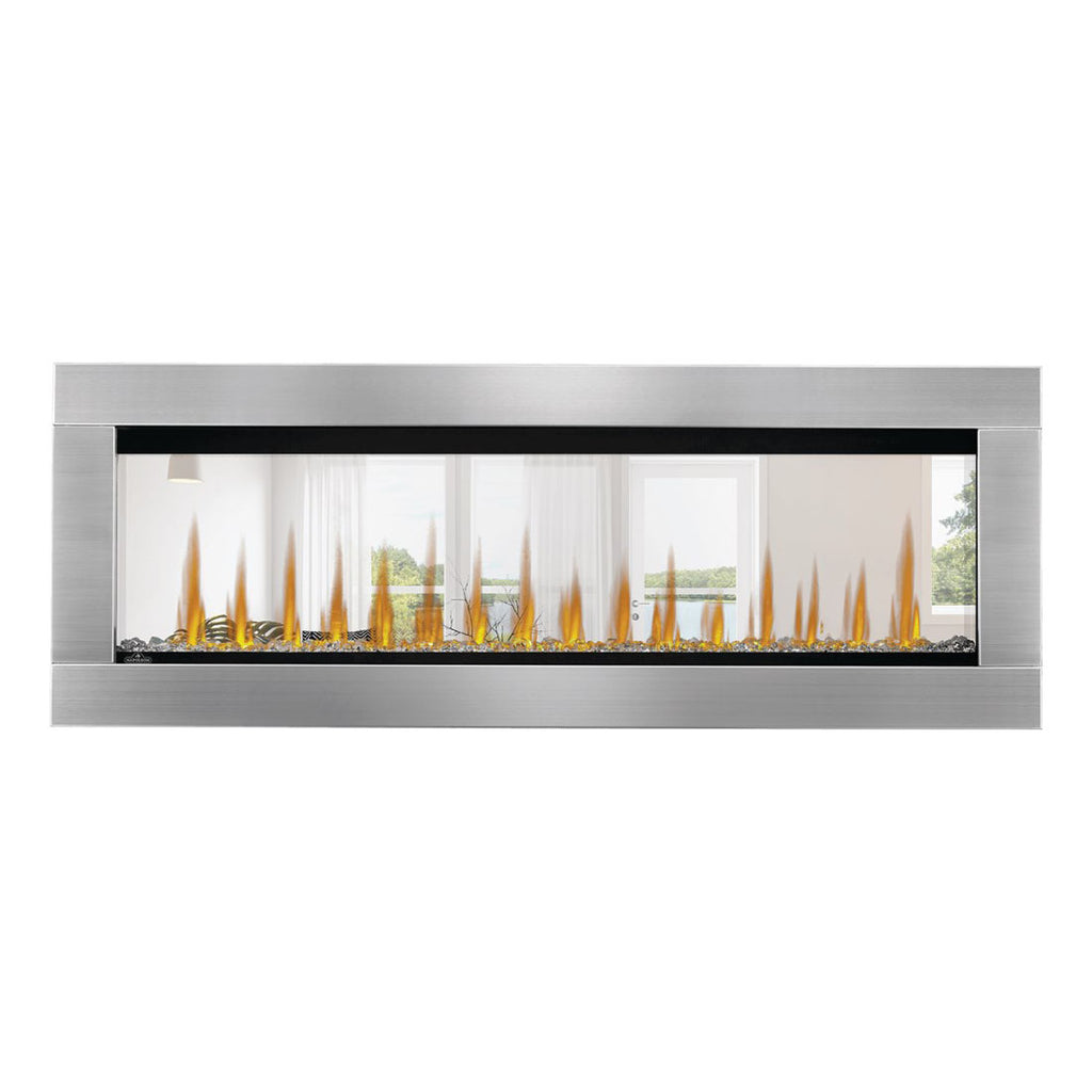 Napoleon Clearion Elite 50 in See Through Built in Electric Fireplace Stainless Steel - NEFBD50HE- NEFBD50HE-SS-TRIM