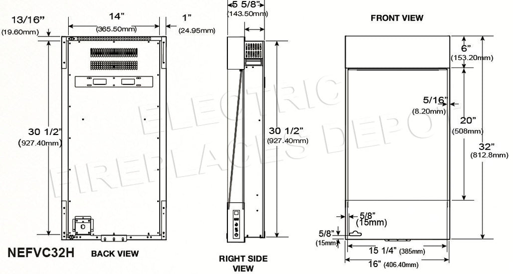 Napoleon Allure Vertical 32 Inch Wall Mount Electric Fireplace - NEFVC32H - Electric Fireplaces Depot