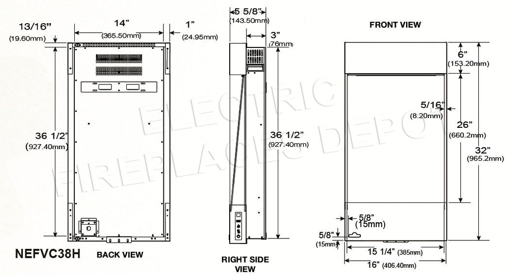 Napoleon Allure Vertical 38 Inch Wall Mount Electric Fireplace - NEFVC38H - Electric Fireplaces Depot