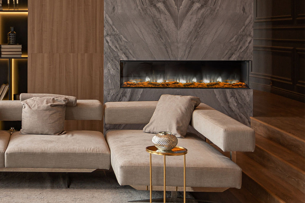 Dynasty Melody 64 Inch 3 Sided 2 Sided Built In Electric Fireplace - DY-BTS60 - Dynasty Fireplaces