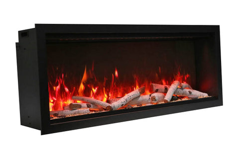 Image of Amantii Symmetry 34'' Built In Fully Recessed Flush Mount Linear Indoor & Outdoor Electric Fireplace | Extra Tall Deep | SYM-34-XT | Electric Fireplaces Depot