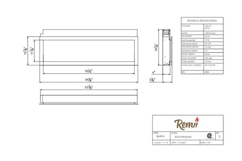 Image of Remii 55 Inch Extra Slim Built-In Indoor Outdoor Electric Fireplace | Heater | 102755-XS | Electric Fireplaces Depot