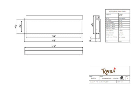 Image of Remii 65 Inch Extra Slim Built-In Indoor Outdoor Electric Fireplace | Heater | 102765-XS | Electric Fireplaces Depot