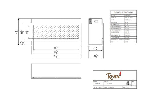 Image of Remii 45 inch Extra Deep Built-In Indoor Outdoor Electric Fireplace | Heater | 102745-DE | Electric Fireplaces Depot