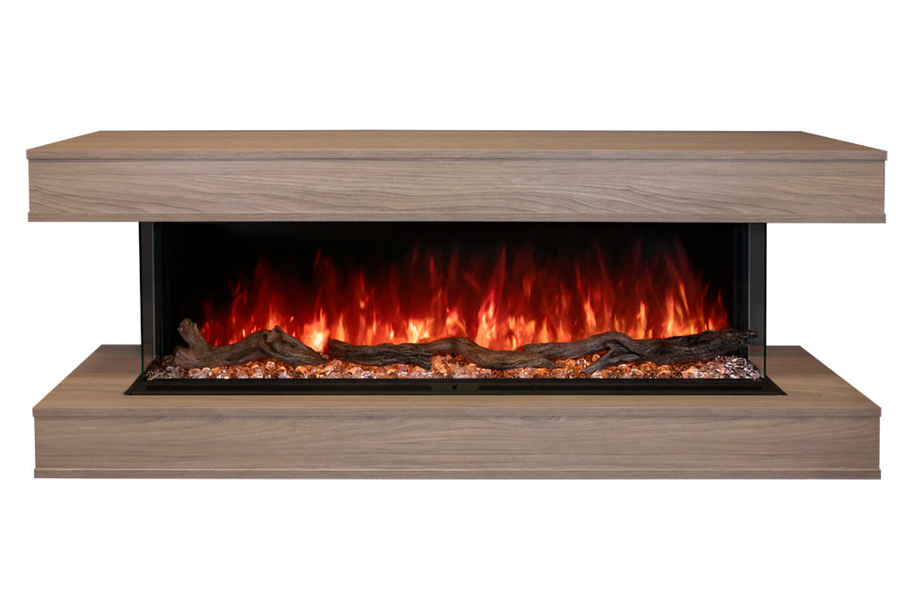 Modern Flames Landscape Pro 58 in 3-Sided Wall Mount Mantel in Coastal Sand - Studio Suite Electric Fireplace - LPM-4416