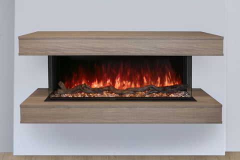 Image of Modern Flames Landscape Pro 58 in 3-Sided Wall Mount Mantel in Coastal Sand - Studio Suite Electric Fireplace - LPM-4416