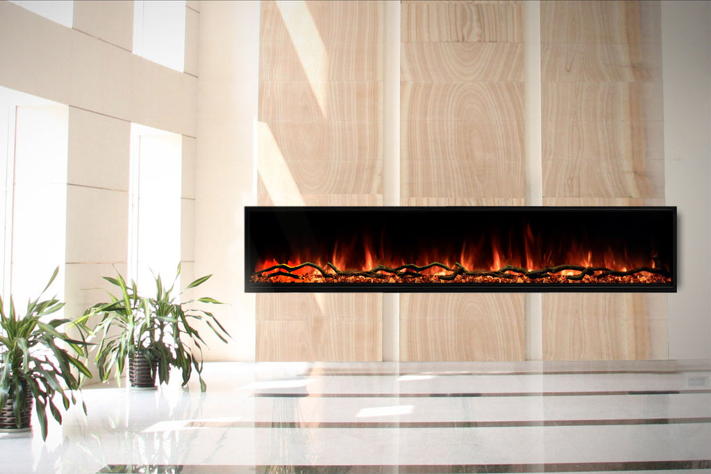 Modern Flames Landscape Pro Slim 96-inch Built In Wall Mount Linear Electric Fireplace | LPS-9614 | Electric Fireplaces Depot