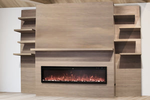 Modern Flames Allwood Fireplace Media Wall in Coastal Sand - Spectrum Slimline 60 Electric Fireplace - AFWS-CS | SPS-60B