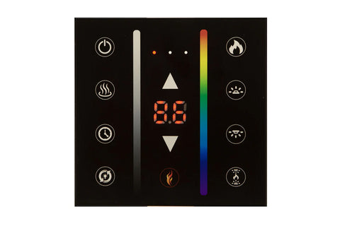 Image of Modern Flames Landscape Pro 58 in 3-Sided Wall Mount Mantel in Coastal Sand - Studio Suite Electric Fireplace - LPM-4416 Thermostat Wall Control