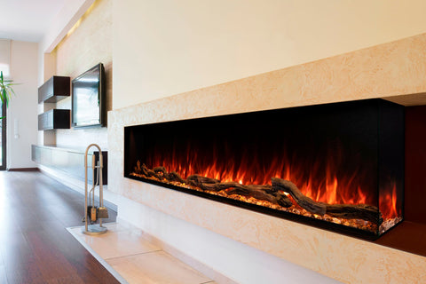 Image of Returned Modern Flames Landscape Pro Multi 96-inch 3-Sided / 2-Sided Built In Electric Fireplace | LPM-9616-OB
