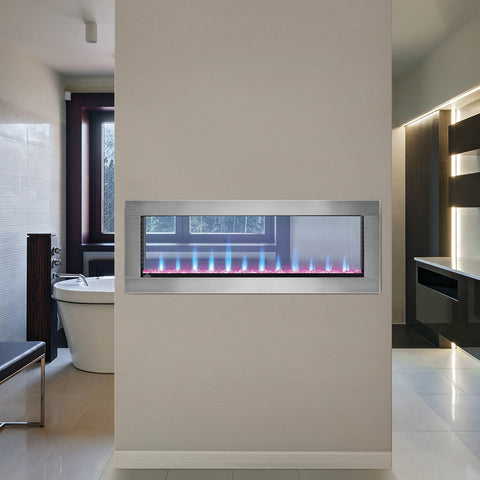 Image of Napoleon Clearion Elite 50 in See Through Built in Electric Fireplace Stainless Steel - NEFBD50HE- NEFBD50HE-SS-TRIM