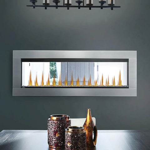 Image of Napoleon Clearion Elite 50 in See Through Built in Electric Fireplace Stainless Steel - NEFBD50HE- NEFBD50HE-SS-TRIM