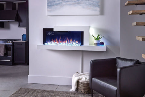 Image of Napoleon Stylus Cara Elite Smart 60'' White Wall Mount Electric Fireplace with Shelf