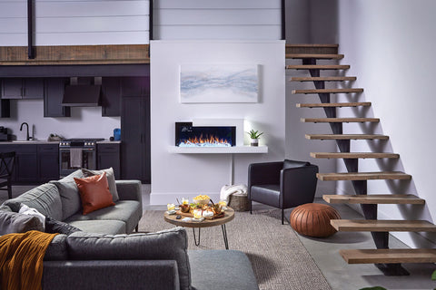 Image of Napoleon Stylus Cara Elite White Wall Mount Electric Fireplace with WiFi | Smart Mantel with Shelf | NEFP32-5019W-IOT