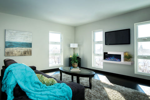 Image of Napoleon Stylus Cara Elite Smart 60'' White Wall Mount Electric Fireplace with Shelf