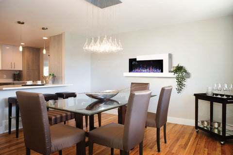 Image of Napoleon Stylus Cara Elite White Wall Mount Electric Fireplace with WiFi | Smart Mantel with Shelf | NEFP32-5019W-IOT