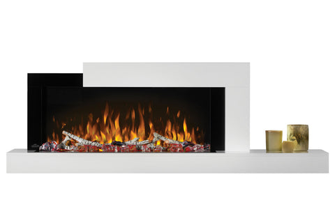 Image of Napoleon Stylus Cara Elite White Wall Mount Electric Fireplace with WiFi | Smart Mantel with Shelf | NEFP32-5019W-IOT
