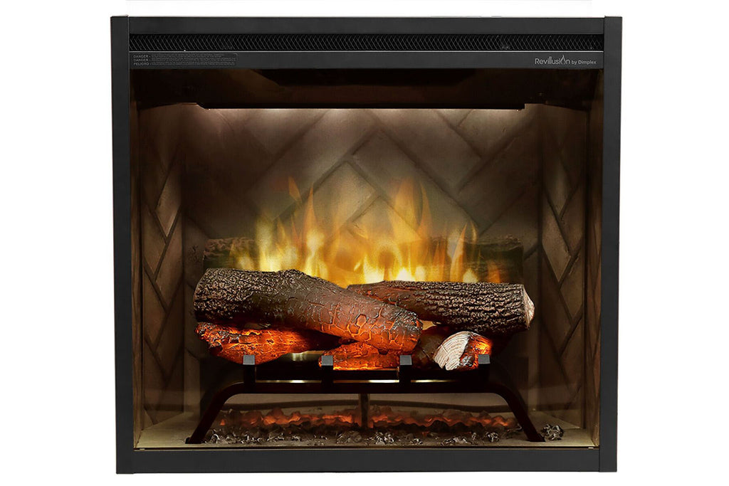 Dimplex Revillusion 24 inch Built In Electric Fireplace Herringbone Brick- Firebox - Heater - RBF24DLX - Electric Fireplaces Depot