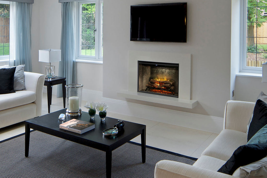 Dimplex Revillusion 36 inch Built In Electric Fireplace Weathered Concrete - Firebox - Heater - RBF36WC - Electric Fireplaces Depot