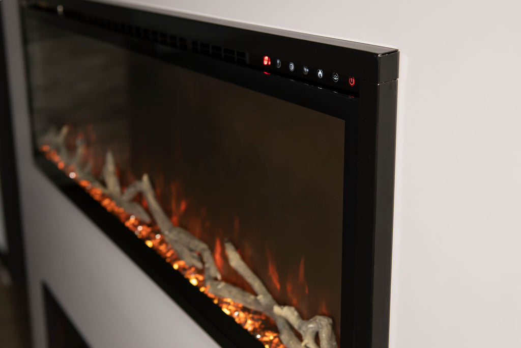 Modern Flames Spectrum Slimline 100 inch Wall Mount Built in Electric Fireplace Insert | Fully Recessed 4'' Wall | SPS-100B | Electric Fireplaces Depot