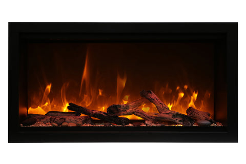 Image of Amantii Symmetry 42'' Built In Fully Recessed Flush Mount Linear Indoor & Outdoor Electric Fireplace | Extra Tall Deep | SYM-42-XT | Electric Fireplaces Depot
