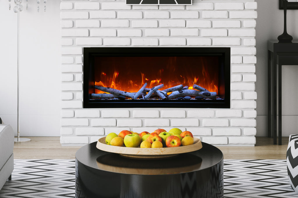 Amantii Symmetry 50'' Built In Fully Recessed Flush Mount Linear Indoor & Outdoor Electric Fireplace | Extra Tall Deep | SYM-50-XT | Electric Fireplaces Depot